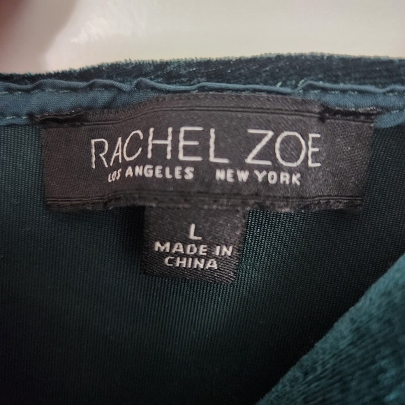 RACHEL ZOE Velvet Emerald Green Surplice Midi Dress Large - Picture 6 of 7